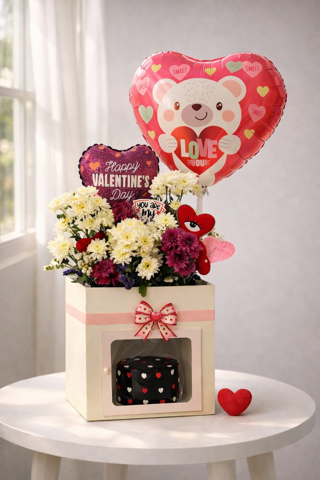 Love You Forever Valentine Flower & Balloon Hamper