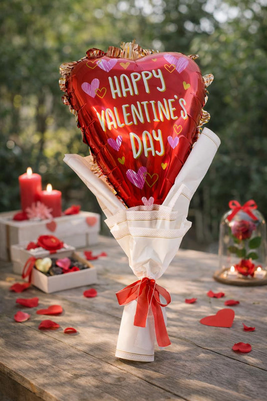 Happy Valentine’s Day Heart Balloon Bouquet